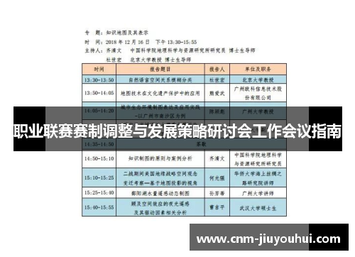 职业联赛赛制调整与发展策略研讨会工作会议指南